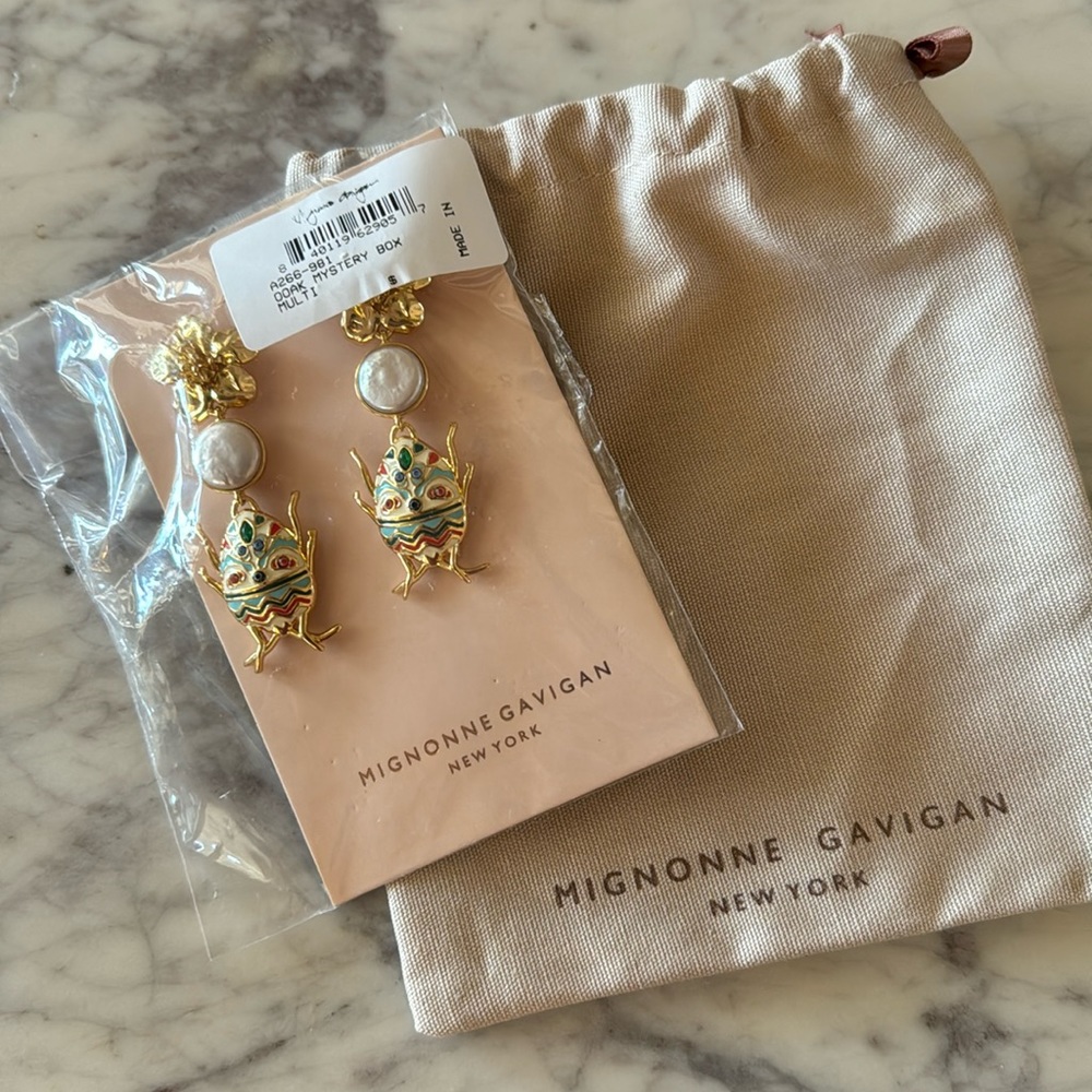 Mignonne Gavigan Sami Lux Gold and Enamel Scarab Dangle - Exclusive Earrings